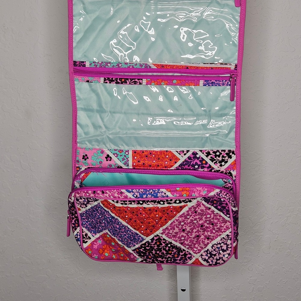 Vera Bradley Hanging Travel Organizer Quilted Floral Patchwork Pink Purple Bag - Picture 7 of 8